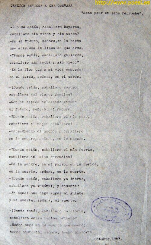 CANCIÓN ANTIGUA A CHE GUEVARA